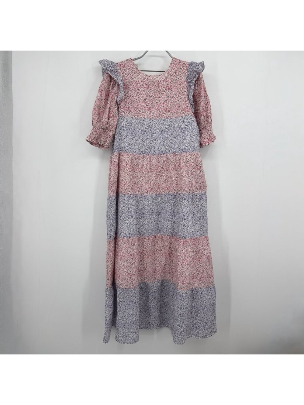 Hyacinth House by Tuckernuck Barton Floral Maxi Dress XS Puff Sleeve Pink/Purple